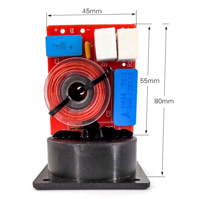 2 бр. 80 W 2-лентов Hi-Fi високоговорител, честотен разделител, кръстосани филтри с разклонителна кутия