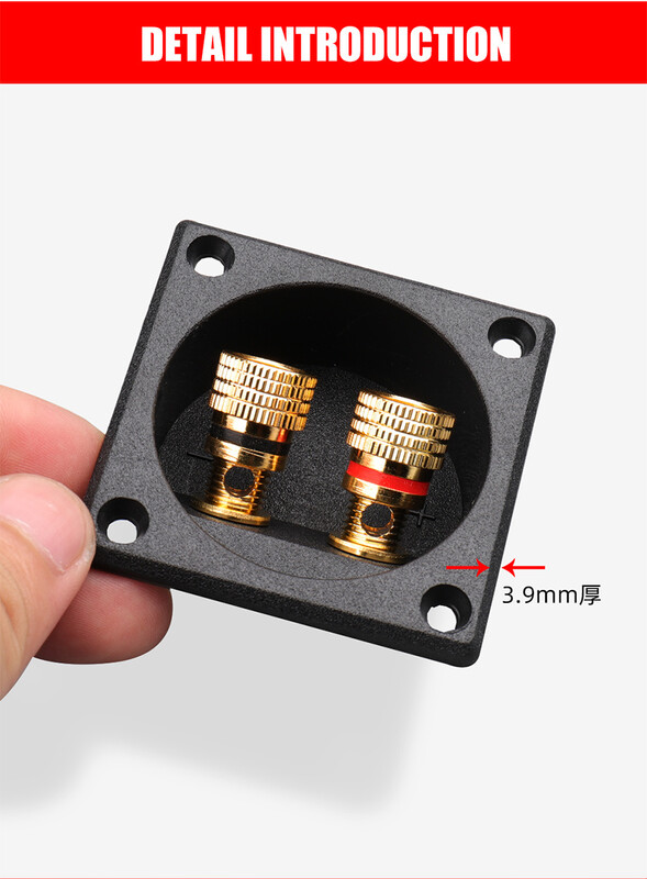 2 padėčių gnybtų dėžutė Garso dėžutė Montavimo matmenys Ilgis 56,5 mm x 56,5 mm gnybtų blokas Gnybtų plokštė Bananų galvutės terminas