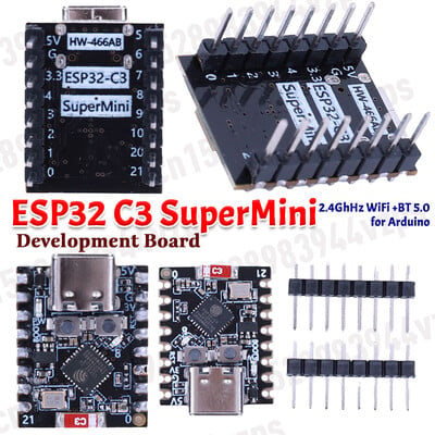 priekš Arduino ESP32-C3 Super Mini WiFi Bluetooth izstrādes plate ESP32 C3 Dev IOT plate ESP32C3FN4 mikroshēma metināta un nemetināta