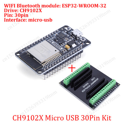 ESP32 plėtros plokštė 30 kontaktų Breakout plokštė WiFi + Bluetooth ypač mažos galios dviejų branduolių ESP-WROOM-32 išplėtimo plokštė, skirta Arduino