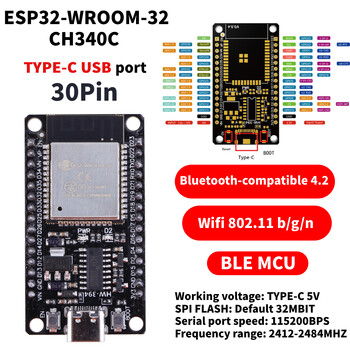 Type-c/Mirco USB ESP-WROOM-32 Development Board Esp32 38 pin/30pin WiFi+Bluetooth Ultra-Low Power Wireless Module for Smart Home