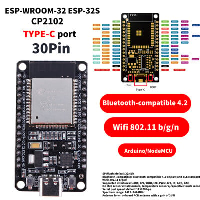 Type-c/Mirco USB ESP-WROOM-32 izstrādes plate Esp32 38 kontaktu/30 kontaktu WiFi+Bluetooth īpaši mazjaudas bezvadu modulis viedajai mājai