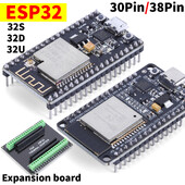 Платка за разработка ESP32 WiFi+Bluetooth ултра-ниска консумация на енергия двуядрен ESP-32S ESP32-WROOM-32D/32U ESP 32 разширителна платка