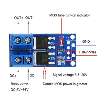 DC 5V-36V 15A Max 30A 400W Dual High-Power MOSFET Διακόπτης σκανδάλης Ρύθμιση ρυθμιστή PWM Μονάδα πίνακα ελέγχου ταχύτητας κινητήρα