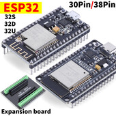 Платка за разработка ESP32 WiFi+Bluetooth ултра-ниска консумация на енергия двуядрен ESP-32S ESP32-WROOM-32D/32U ESP 32 разширителна платка
