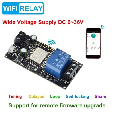 Sinilink WIFI mobiiltelefoni kaugjuhtimispuldi releemoodul DC6V~36V nutikas kodutelefon APP ESP-12F XY-WF36V