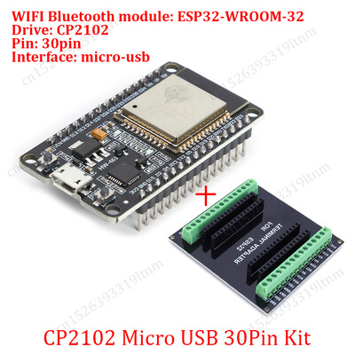 ESP32 plėtros plokštė 30 kontaktų Breakout plokštė WiFi + Bluetooth ypač mažos galios dviejų branduolių ESP-WROOM-32 išplėtimo plokštė, skirta Arduino