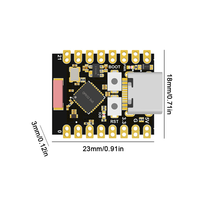 ESP32-C3 plėtros plokštė WiFi suderinama su „Bluetooth“ ESP32 „SuperMini Electronics“ projekto plokštė 3,3–6 V maitinimo šaltinis mažos galios