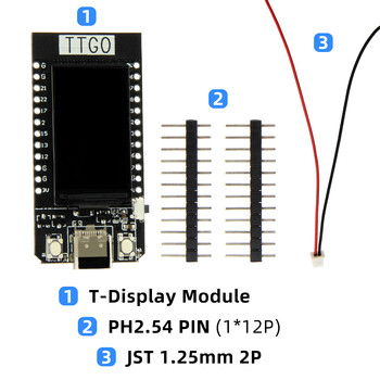 LILYGO® TTGO T-Display Πίνακας ανάπτυξης ESP32 WiFi Bluetooth 1,14 ιντσών ST7789V IPS LCD μονάδα ασύρματου ελεγκτή για Arduino