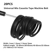 20 vnt Universal Mix kasetinių juostų mašinos diržas Įvairios kvadratinės guminės juostos, skirtos įrašyti Walkman DVD 1,2/1,5/2mm