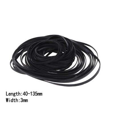 100 vnt / rinkinys 2 mm 3 mm pločio guminiai diržai įvairaus dydžio plokščių kasetinių juostų mašinos diržų rinkinys DVD įrašymo aparatams, nešiojamiems grotuvams