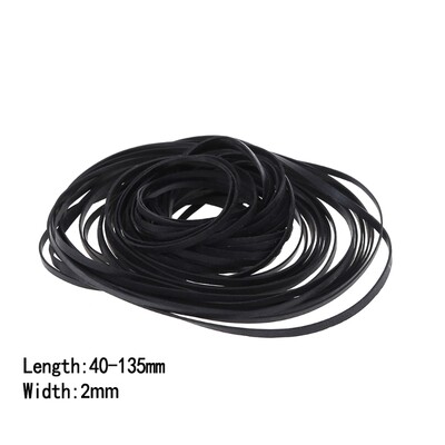 100 vnt / rinkinys 2 mm 3 mm pločio guminiai diržai įvairaus dydžio plokščių kasetinių juostų mašinos diržų rinkinys DVD įrašymo aparatams, nešiojamiems grotuvams