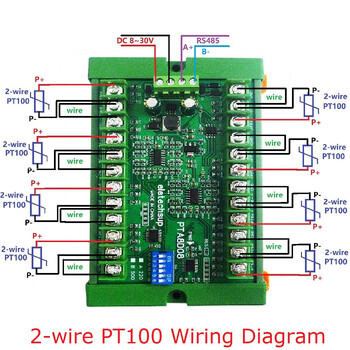 8Κανάλι DC8-30V PT100 RTD RS485 Μονάδα απόκτησης αισθητήρα θερμοκρασίας Rep NTC K Θερμοστοιχείο Modbus RTU -40°C~+500°C Μετατροπέας