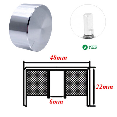 1 vnt. 48 * 22 * 6 mm velenas Aukščiausios klasės aliuminio lydinio rotacinio elektroninio valdymo potenciometro rankenėlė garsumo valdymo rankenėlė 48x22 mm