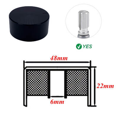 1 vnt. 48 * 22 * 6 mm velenas Aukščiausios klasės aliuminio lydinio rotacinio elektroninio valdymo potenciometro rankenėlė garsumo valdymo rankenėlė 48x22 mm