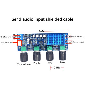 XH-M577 Πίνακας ψηφιακού ενισχυτή ισχύος TPA3116D2 Πλακέτα ενισχυτή ήχου 12-24V Op Amp High Power Tone Board 80Wx2 Two Vocal Tract