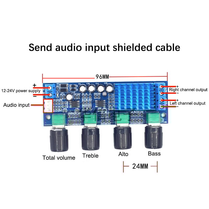 XH-M577 Ploča digitalnog pojačala snage TPA3116D2 Ploča audio pojačala 12-24V Op Amp Tonska ploča velike snage 80Wx2 Dva vokalna trakta