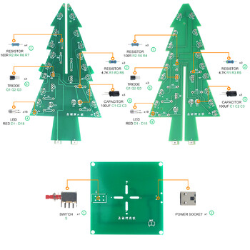 DIY Electronics Kit Τρισδιάστατο χριστουγεννιάτικο δέντρο Soldering Practice Κιτ συναρμολόγησης ηλεκτρονικής επιστήμης 3 Χρώμα/7 Έγχρωμο LED PCB που αναβοσβήνει