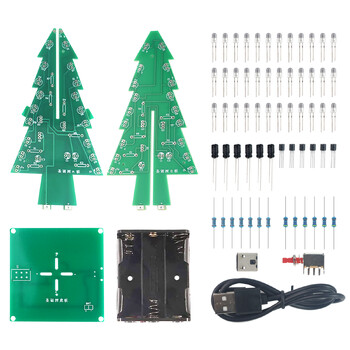 DIY Electronics Kit Τρισδιάστατο χριστουγεννιάτικο δέντρο Soldering Practice Κιτ συναρμολόγησης ηλεκτρονικής επιστήμης 3 Χρώμα/7 Έγχρωμο LED PCB που αναβοσβήνει