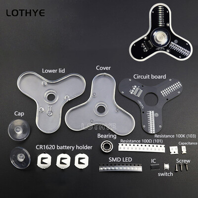 LOTHYE LED šviečiančių garsiakalbių atmosferos „pasidaryk pats“ rinkinys „Fidget Spinner“ „pasidaryk pats“ giroskopo elektroninis rinkinys „Gyro Fun“ litavimo plokštės rinkinys