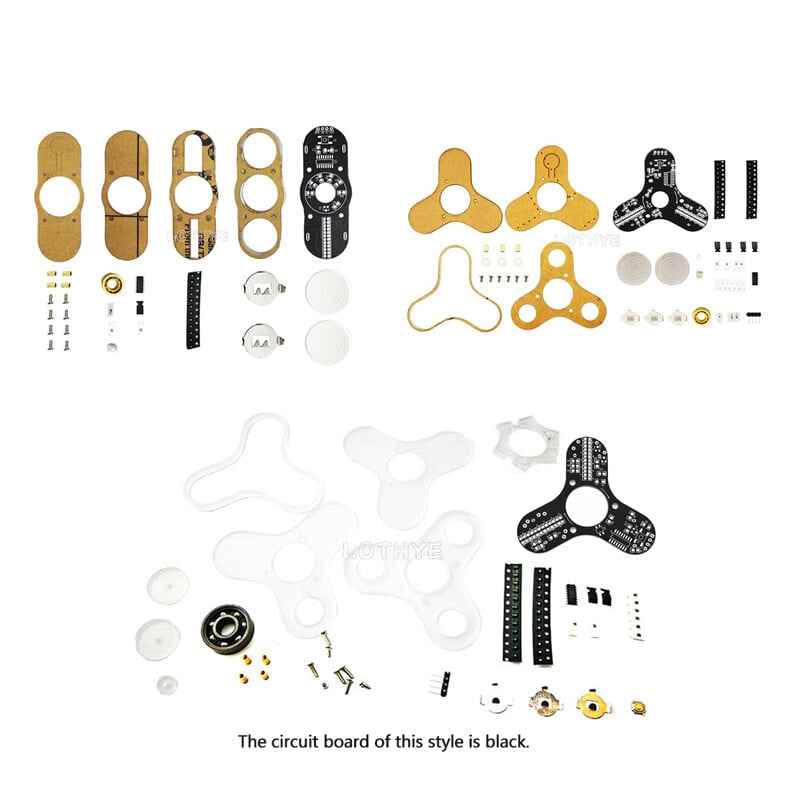 LOTHYE LED šviečiančių garsiakalbių atmosferos „pasidaryk pats“ rinkinys „Fidget Spinner“ „pasidaryk pats“ giroskopo elektroninis rinkinys „Gyro Fun“ litavimo plokštės rinkinys