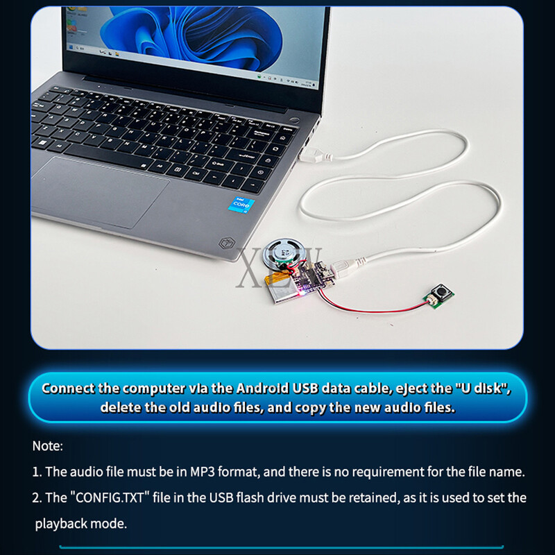 Garso modulis, 4 MB / 16 MB balso muzikos lustai USB atsisiuntimo mygtuko valdymas MP3 atkūrimas Kalėdų gimtadienio kortelės žaislai Dovana