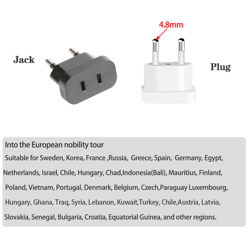 Adapter za EU utikač Adapter za pretvarač putovanja Američki Kina Utikač iz SAD-a u EU Euro utikač Električni adapter AC električna utičnica