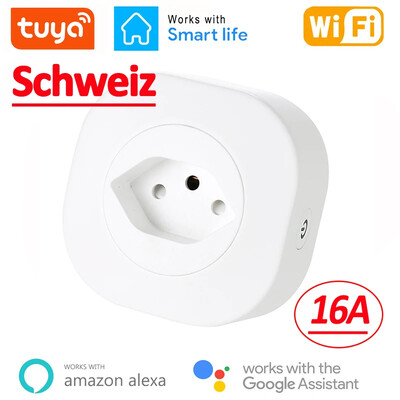 WiFi Smart Plug 16A Švicarska CH utikač Utičnica Utičnica Tuya APP Za Alexa Google Home Voice Control Power Monitor Timing