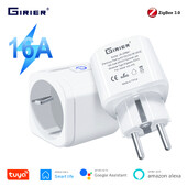 Tuya ZigBee 3.0 Smart Power Plug 16A Безжично приложение Гласово дистанционно управление Гнездо Енергиен монитор Изход Работи с Alexa Google Home