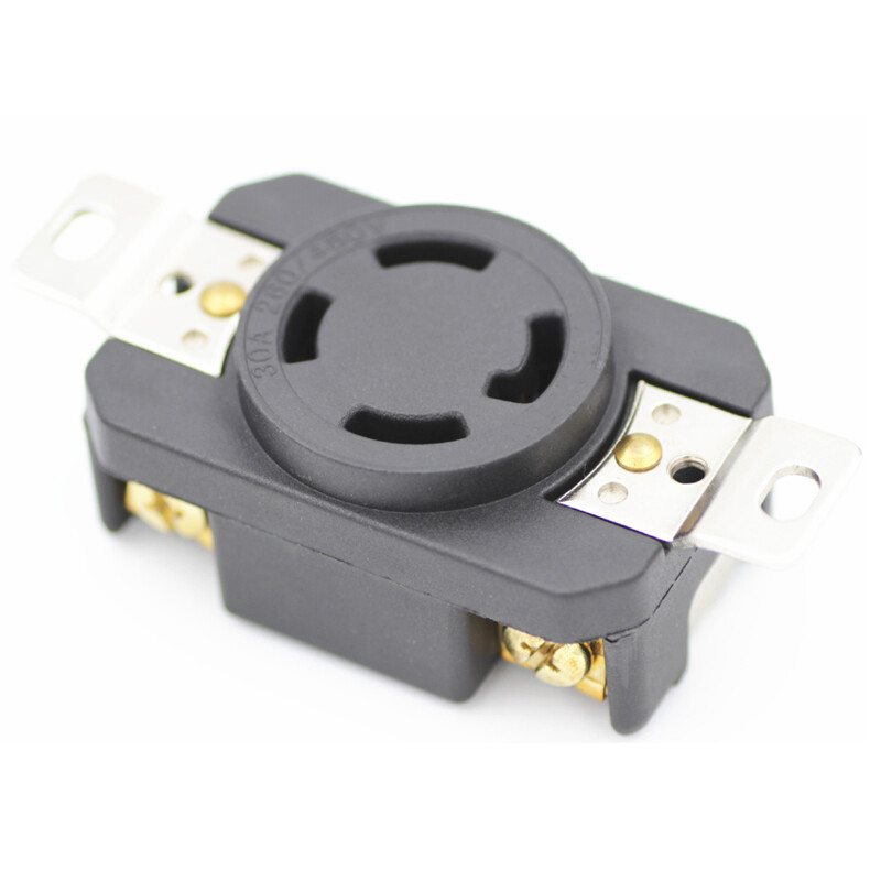 Crni 30A 125V 250V NEMA L14-30P L14-30R Industrijski okretni utikač s bravom 4-polni panel Utičnica Konektor Muška ženska utičnica