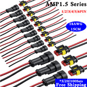 5/20/100 rinkiniai 1/2/3/4/5/6 Pin Way vandeniui atsparus elektros laido jungties kištukas 1,5 mm gnybtai 2 kontaktų HID kištukas Auto Xenon lempos kištukas