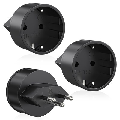 3 komada Njemačka EU-Švicarska utičnica Adapter Europska-Švicarska putni adapter Pretvarač napajanja 3-pinski 10A zidna utičnica za punjenje