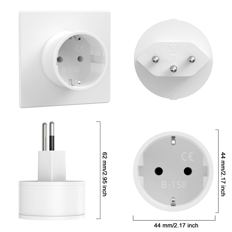 3 komada Njemačka EU-Švicarska utičnica Adapter Europska-Švicarska putni adapter Pretvarač napajanja 3-pinski 10A zidna utičnica za punjenje