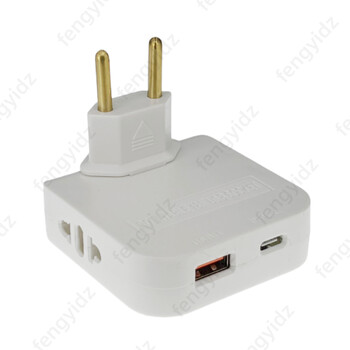 EU Extension Chargers Adapter 4 σε 1 περιστρεφόμενη υποδοχή μετατροπέας 180 μοιρών για κινητά τηλέφωνα Υποδοχή φόρτισης με usb και τύπου c