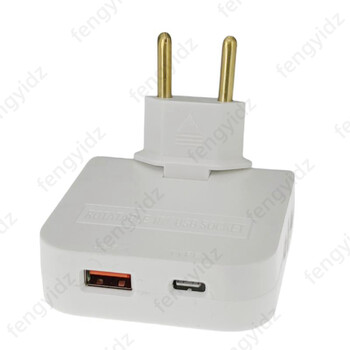 EU Extension Chargers Adapter 4 σε 1 περιστρεφόμενη υποδοχή μετατροπέας 180 μοιρών για κινητά τηλέφωνα Υποδοχή φόρτισης με usb και τύπου c