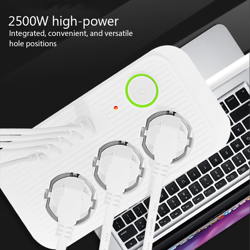 EU Plug Power Strip 2M Extension Cable Multiprise 3AC Outlets Електрически контакт с 4 USB 1 Type C Мрежов филтър Бързо зареждане