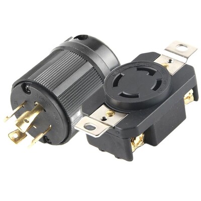 Black America 30A NEMA L15-30P L15-30R SAD Zaključani industrijski pretvarač struje Utikač Generator inline ožičenje Priključak