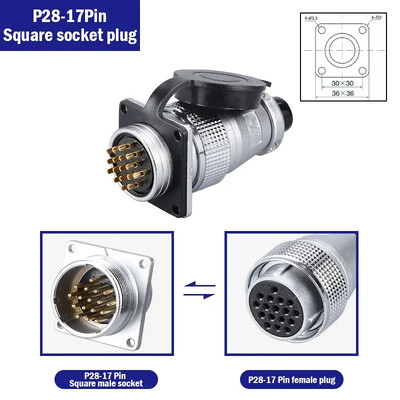 P28 zrakoplovni četvrtasti konektor utičnice—okrugli, čeoni spoj, muški i ženski. 2/3/4/5/7/10/12/14/16/19/20/24 Pin P28K2Q PLS28