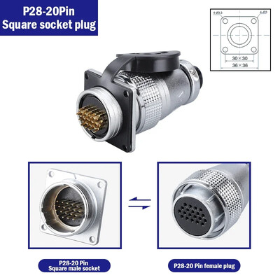 P28 zrakoplovni četvrtasti konektor utičnice—okrugli, čeoni spoj, muški i ženski. 2/3/4/5/7/10/12/14/16/19/20/24 Pin P28K2Q PLS28