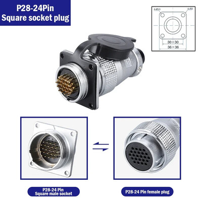 P28 zrakoplovni četvrtasti konektor utičnice—okrugli, čeoni spoj, muški i ženski. 2/3/4/5/7/10/12/14/16/19/20/24 Pin P28K2Q PLS28