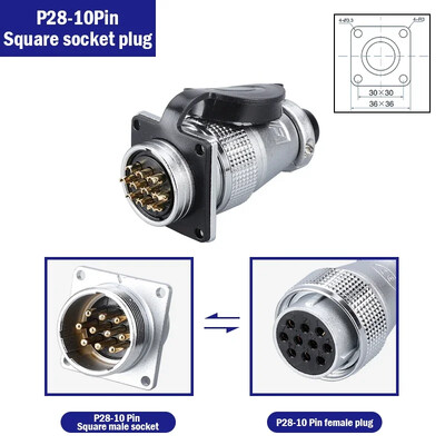 P28 zrakoplovni četvrtasti konektor utičnice—okrugli, čeoni spoj, muški i ženski. 2/3/4/5/7/10/12/14/16/19/20/24 Pin P28K2Q PLS28