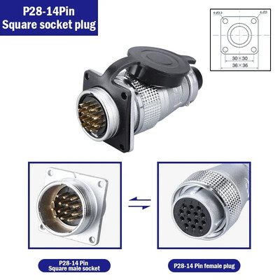 P28 zrakoplovni četvrtasti konektor utičnice—okrugli, čeoni spoj, muški i ženski. 2/3/4/5/7/10/12/14/16/19/20/24 Pin P28K2Q PLS28