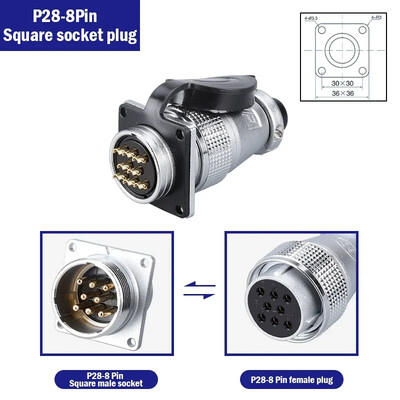 P28 zrakoplovni četvrtasti konektor utičnice—okrugli, čeoni spoj, muški i ženski. 2/3/4/5/7/10/12/14/16/19/20/24 Pin P28K2Q PLS28