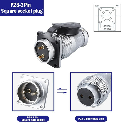 P28 zrakoplovni četvrtasti konektor utičnice—okrugli, čeoni spoj, muški i ženski. 2/3/4/5/7/10/12/14/16/19/20/24 Pin P28K2Q PLS28
