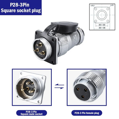 P28 zrakoplovni četvrtasti konektor utičnice—okrugli, čeoni spoj, muški i ženski. 2/3/4/5/7/10/12/14/16/19/20/24 Pin P28K2Q PLS28
