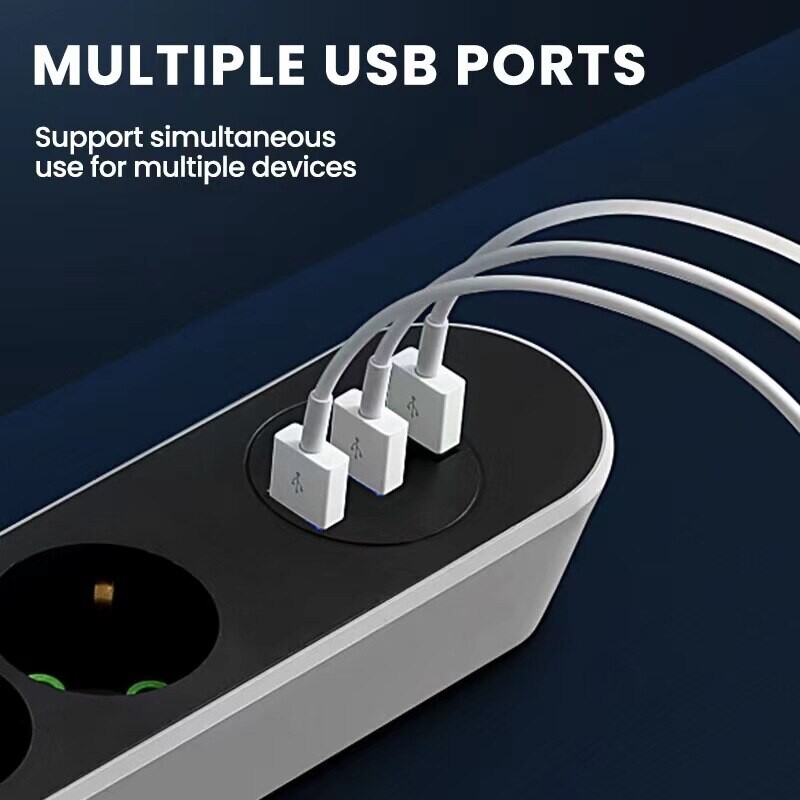 Utičnica produžnog kabela EU utikač 3 USB punjenja 2M 3M 5M Kabel za napajanje Zidni adapter za punjenje Prikladan