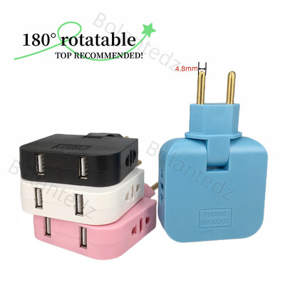 2USB 3 в 1 ЕС адаптер за захранващ контакт Сгъваеми адаптери за пътуване от САЩ към ЕС Преобразувател на захранване KR щепсел Електрически контакт AC изход