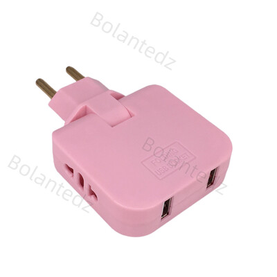 2USB 3 в 1 ЕС адаптер за захранващ контакт Сгъваеми адаптери за пътуване от САЩ към ЕС Преобразувател на захранване KR щепсел Електрически контакт AC изход