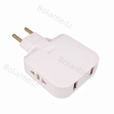 2USB 3 в 1 ЕС адаптер за захранващ контакт Сгъваеми адаптери за пътуване от САЩ към ЕС Преобразувател на захранване KR щепсел Електрически контакт AC изход