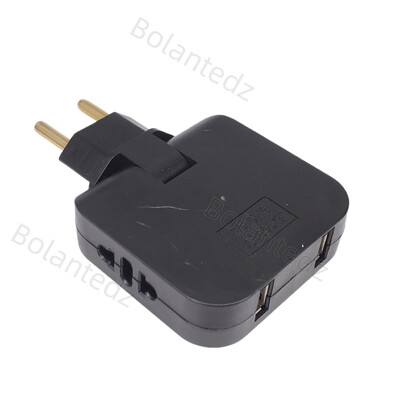 2USB 3 в 1 ЕС адаптер за захранващ контакт Сгъваеми адаптери за пътуване от САЩ към ЕС Преобразувател на захранване KR щепсел Електрически контакт AC изход